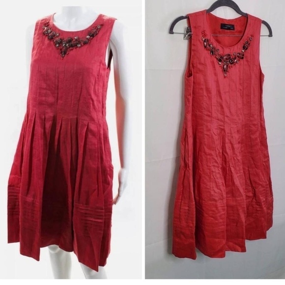 Robert Rodriguez Jeweled Sleeveless Beaded Crew Neck Aline Short Casual Dress - Picture 3 of 10